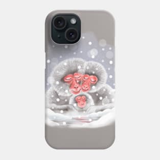 Snow monkey family Phone Case