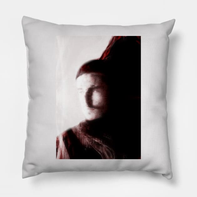 Portrait, digital collage, special processing. Bright side, survival guy. Man between light and darkness. Red. Pillow by 234TeeUser234