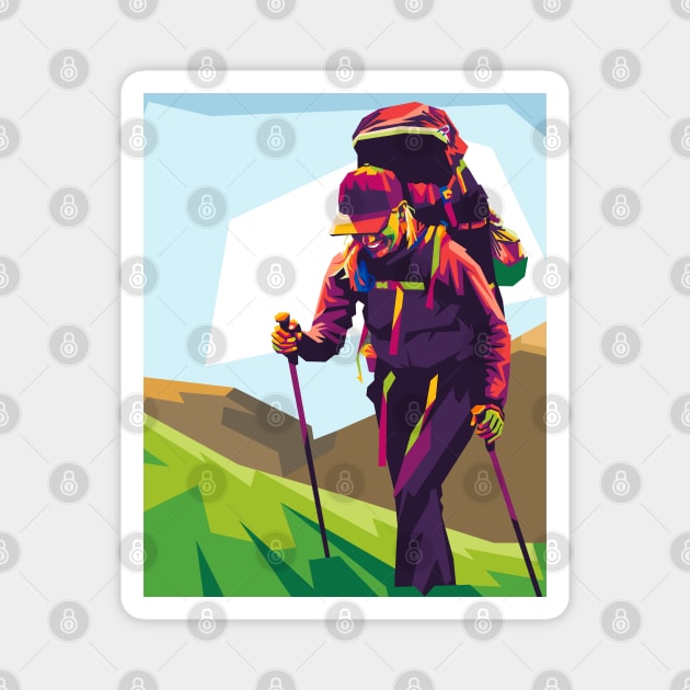 hiking addict pop art Magnet by cool pop art house