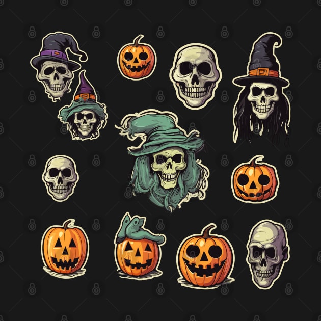 Skull and Pumpkin Jack O' Lanterns Halloween Heads by DanielLiamGill