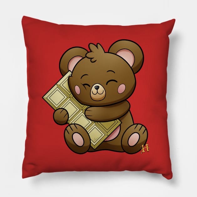 sweet white chocolate teddy Pillow by Hymper