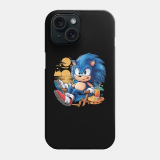 A sonic the hedgehog relaxing in a chair at the beach. (2) Phone Case