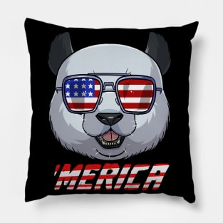 Panda Bear 4th of July Merica Pillow