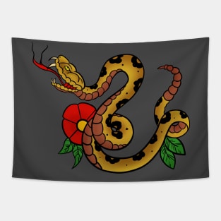 Traditional Rattlesnake & Flower Tapestry