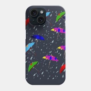 Umbrellas and Rain Pattern Phone Case