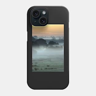 Pre-dawn light and mist over water meadows Phone Case