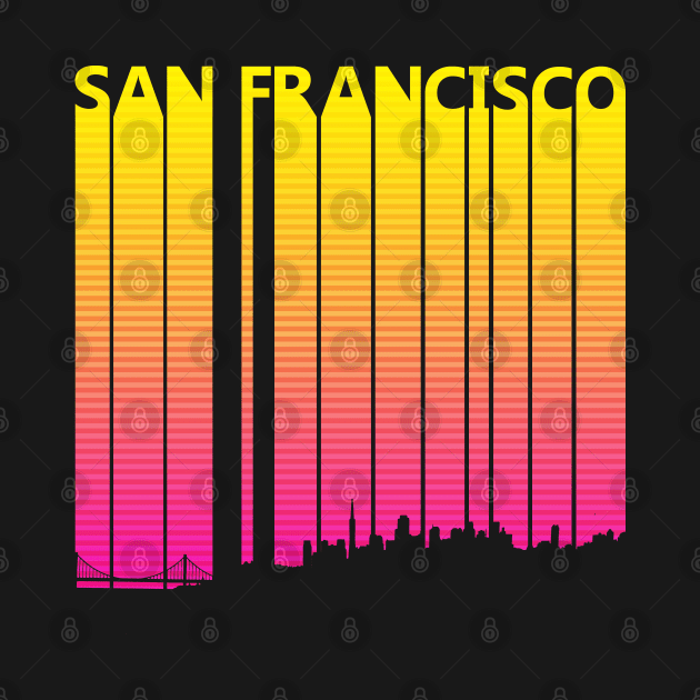 Retro 1980s San Francisco Skyline Silhouette by GWENT