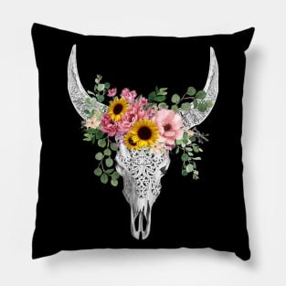 Cow skull floral 12 Pillow