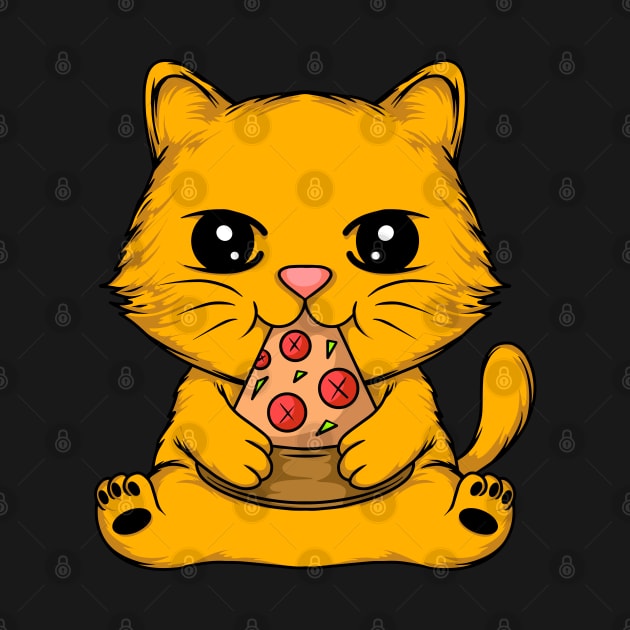 Adorable Cat Enjoying a Delicious Pizza - Unique Tee for Cat Lovers by Hashed Art