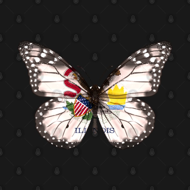 Illinois Flag Butterfly - Gift for Illinoian From Illinois IL by Country Flags