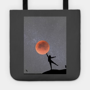 Galaxy and Moon Oneness Gray Graphic Tote