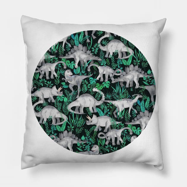 Dinosaur Jungle Pillow by micklyn