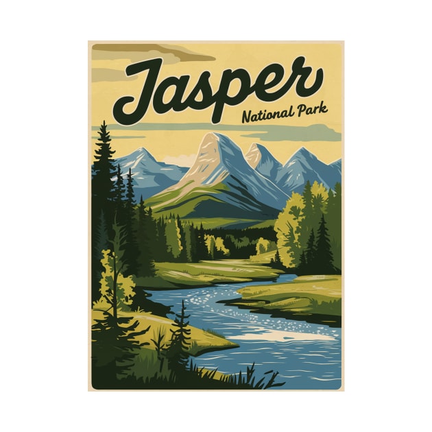 Retro Poster of Jasper National Park by Perspektiva