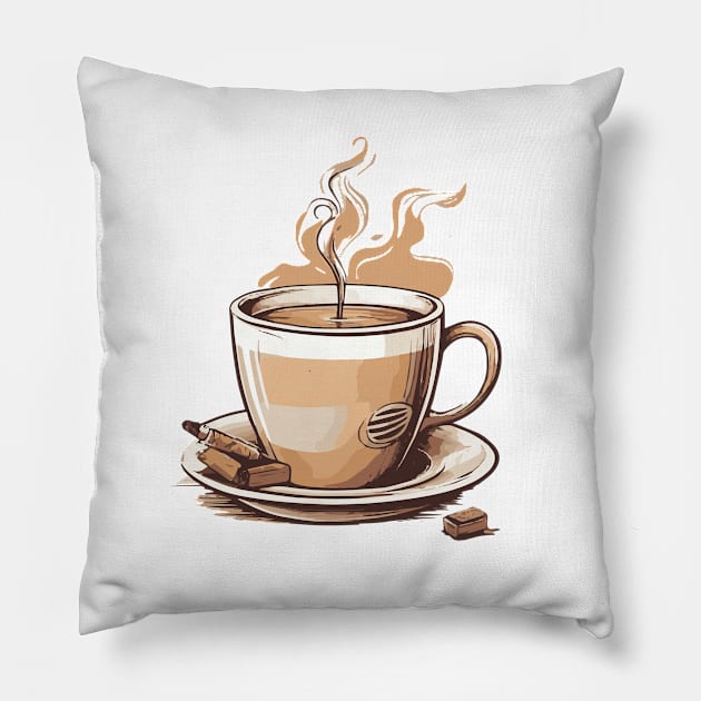 Coffee And Cigarette Pillow by CurlyLamb