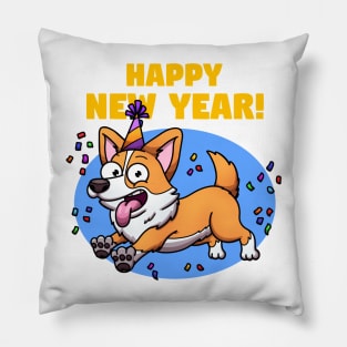 Cute Jumping New Year Corgi Dog Pillow