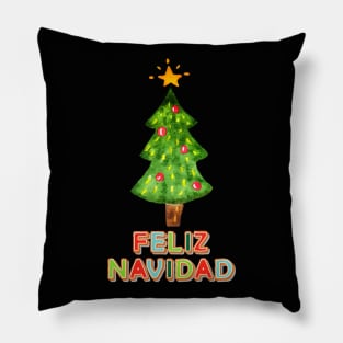 Painted Holiday Tree and Sugar Cookies Feliz Navidad Pillow