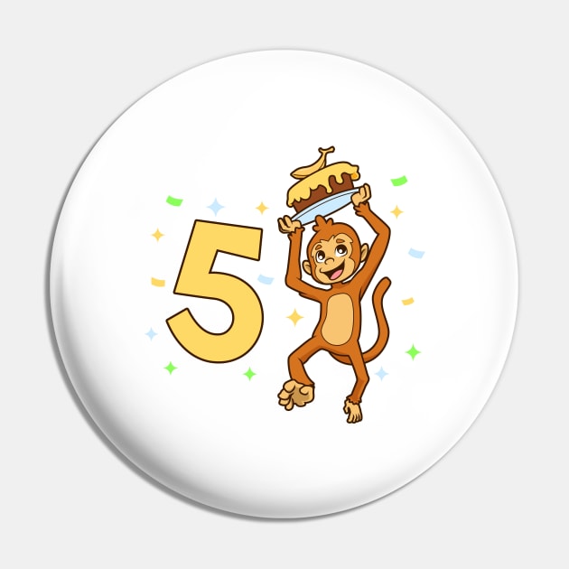 I am 5 with ape - kids birthday 5 years old Pin by Modern Medieval Design