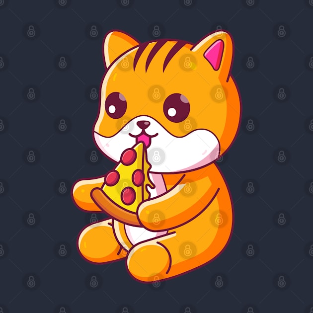 Cute cat eating pizza by Ardhsells