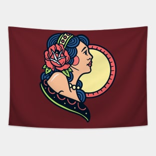 Traditional Retro Girl With Rose On Her Hair Tapestry