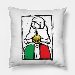 Classic Retro, Vintage,  Scooter, Scooterist, Scootering, Scooter Rider, Mod Art Pillow