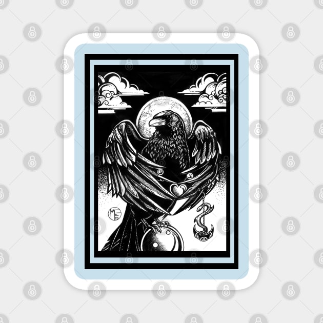 The Raven's Gift -Black Outlined Version Magnet by Nat Ewert Art