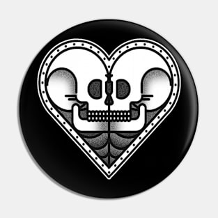 Heart Skulls Tattoo design Pin