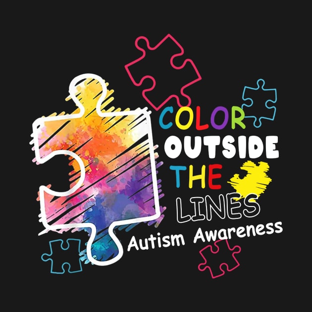 Autism Awareness T shirt Colour outside the line by Lorelaimorris