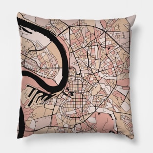 Dusseldorf Map Pattern in Soft Pink Pastels Pillow