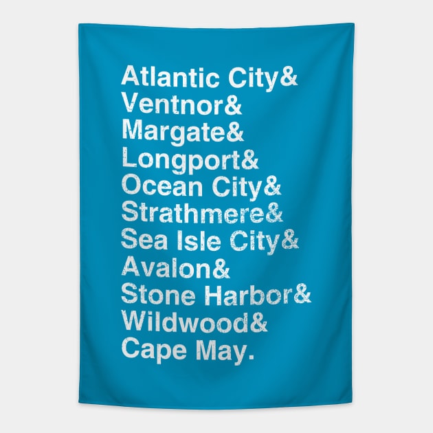 South Jersey Beaches List (distressed) Tapestry by GloopTrekker