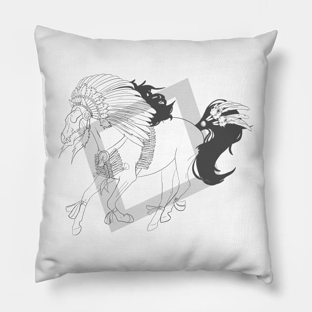 Skull war horse colour 3 Pillow by rsutton