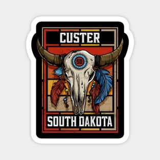 Custer South Dakota Native American Bison Skull Magnet