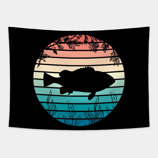 Vintage Time for fishing Tapestry by Cute Tees Kawaii