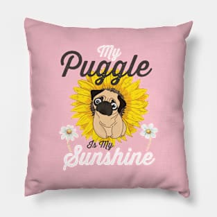 Puggle and Sunflowers Dog Lover Gifts For Women and Girls Pillow