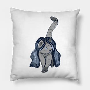 Cat with Blue Hair Pillow