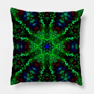 Psychedelic Hippie Green Red and Blue Pillow