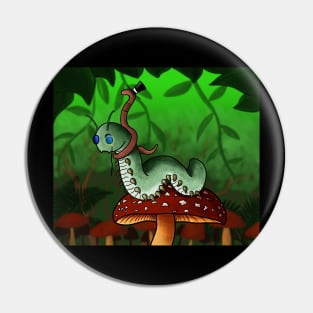 Two Best Friends, a caterpillar and a worm on a mushroom fantasy Pin
