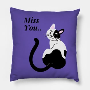 Cute White & Black Cat Pillow