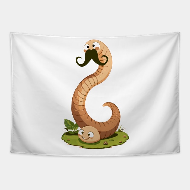 Mustache Worm Tapestry by CGI Studios