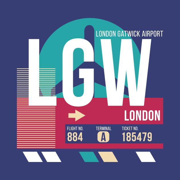 London (LGW) Airport Code Baggage Tag E by SLAG_Creative