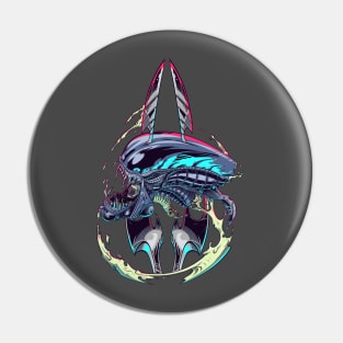 Impaled Alien (with Retro Logo on Reverse) Pin