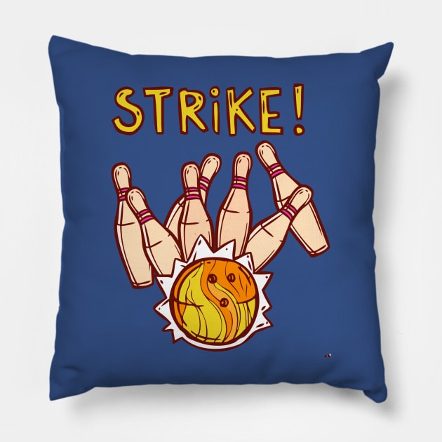 Strike Bowling Funny Pillow by Illustradise