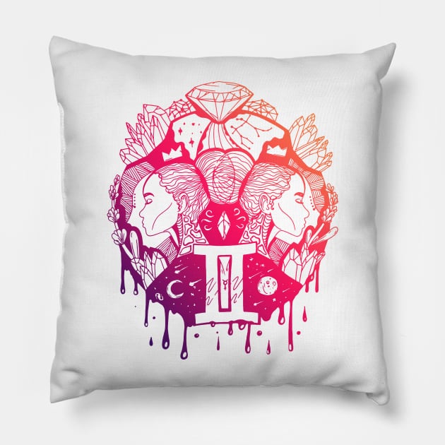 Sunset Sky Mystic Gemini Pillow by kenallouis