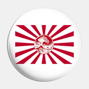 The Great Wave off Kanagawa on Japanese Flag Pin