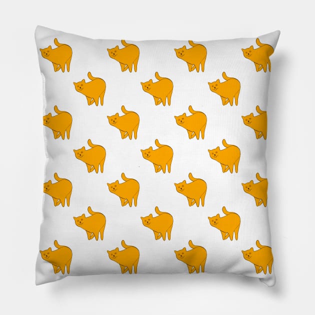 Cute Yellow Cat Pattern Pillow by DrawingEggen