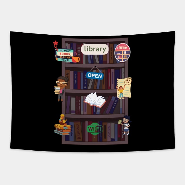 Open library , book lover Tapestry by Funtomass
