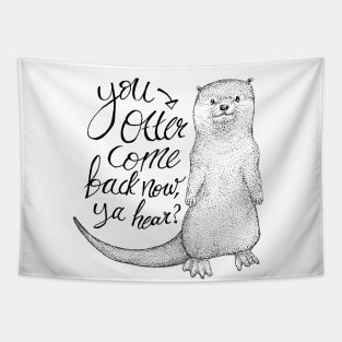 Hospitable Otter - sea life, cute animals, puns Tapestry