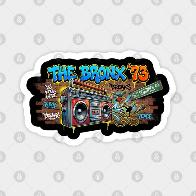 The Birth of Hip Hop – The Bronx ’73 & 1520 Sedgwick Ave Magnet by UrbanLifeApparel