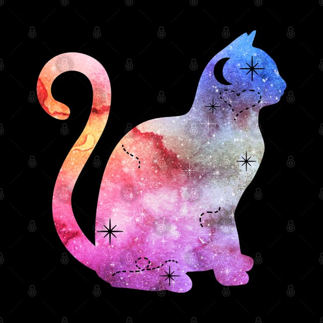 Colorful Galaxy Cat by ilustraLiza