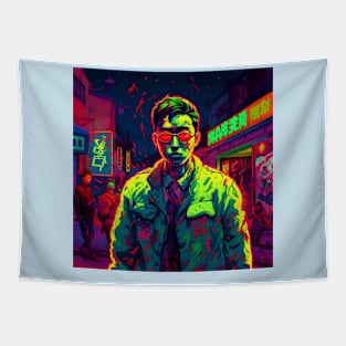 Asian Korean Zombie in eyeglasses Tapestry