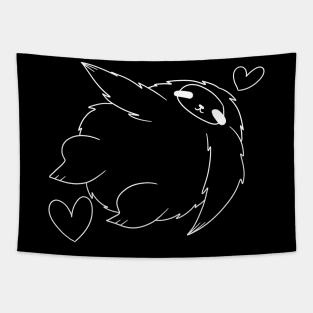 Fat Sloth Falling in Love White Line Tapestry